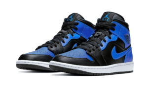Air Jordan 1 Mid Black Royal Tumbled Leather