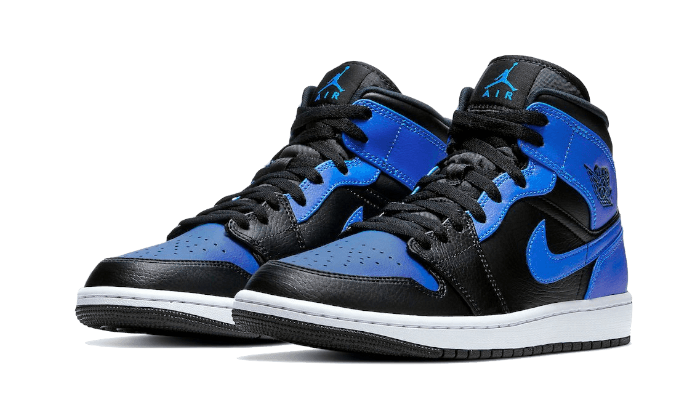 Air Jordan 1 Mid Black Royal Tumbled Leather