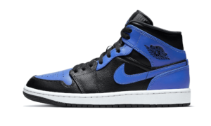 Air Jordan 1 Mid Black Royal Tumbled Leather
