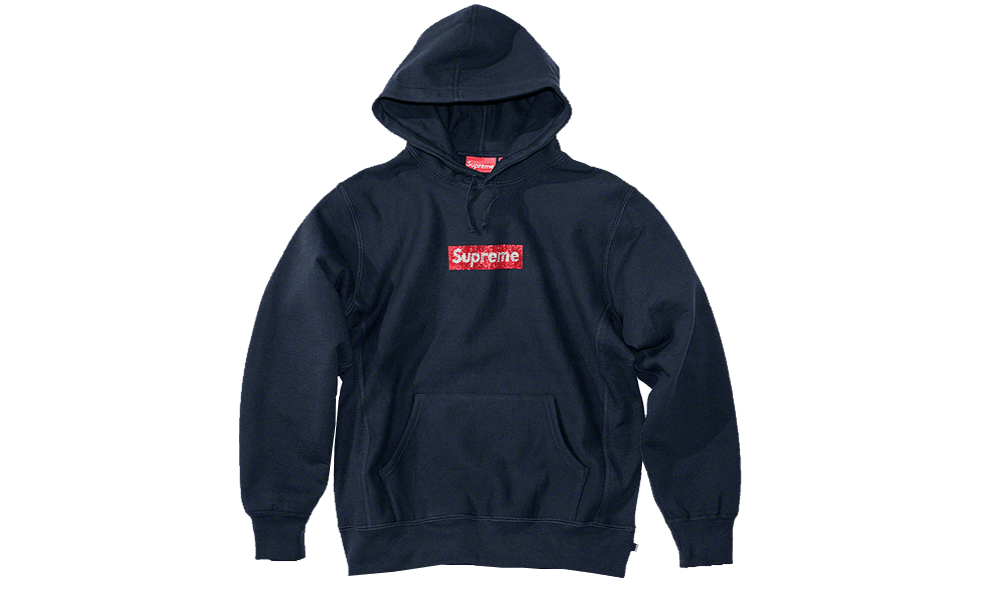 Swarovski Box Logo Hooded Sweatshirt Navy
